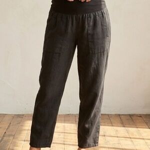 DKNY Charcoal Straight-Leg Linen-Blend Pants